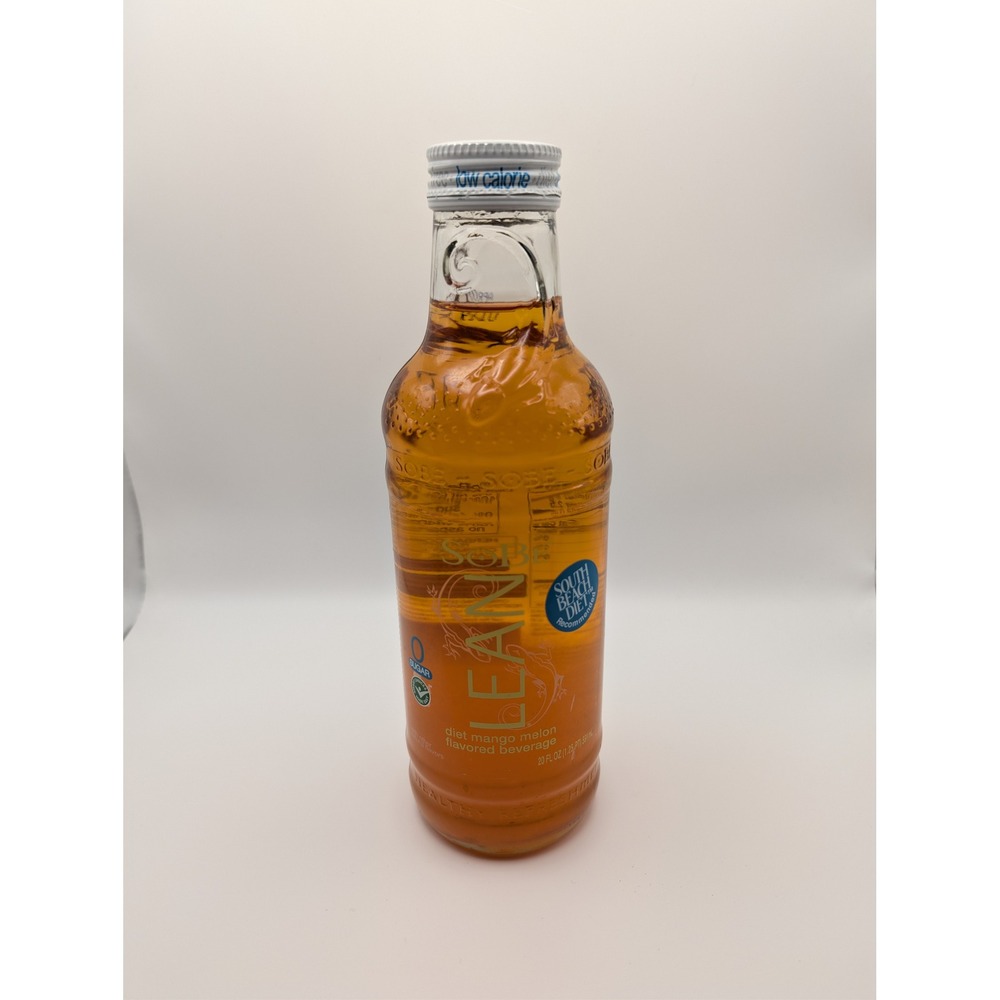 SoBe Lean Diet Mango Melon 20oz Glass Bottle New Vintage Collectible Y2K Soda